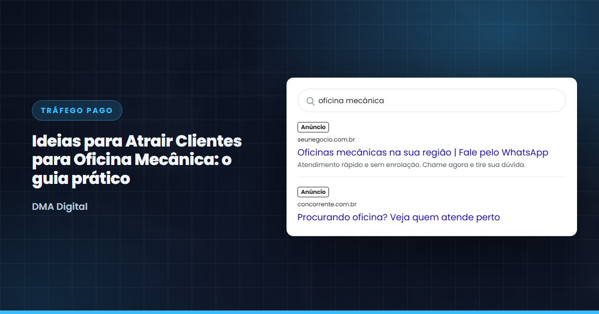 Busca do Google com anúncios de oficinas mecânicas