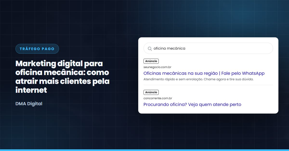 Busca do Google com anúncios de oficinas mecânicas