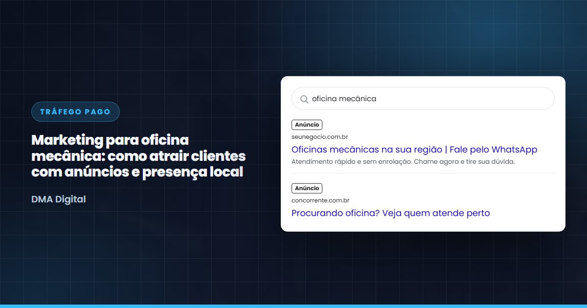Busca do Google com anúncios de oficinas mecânicas