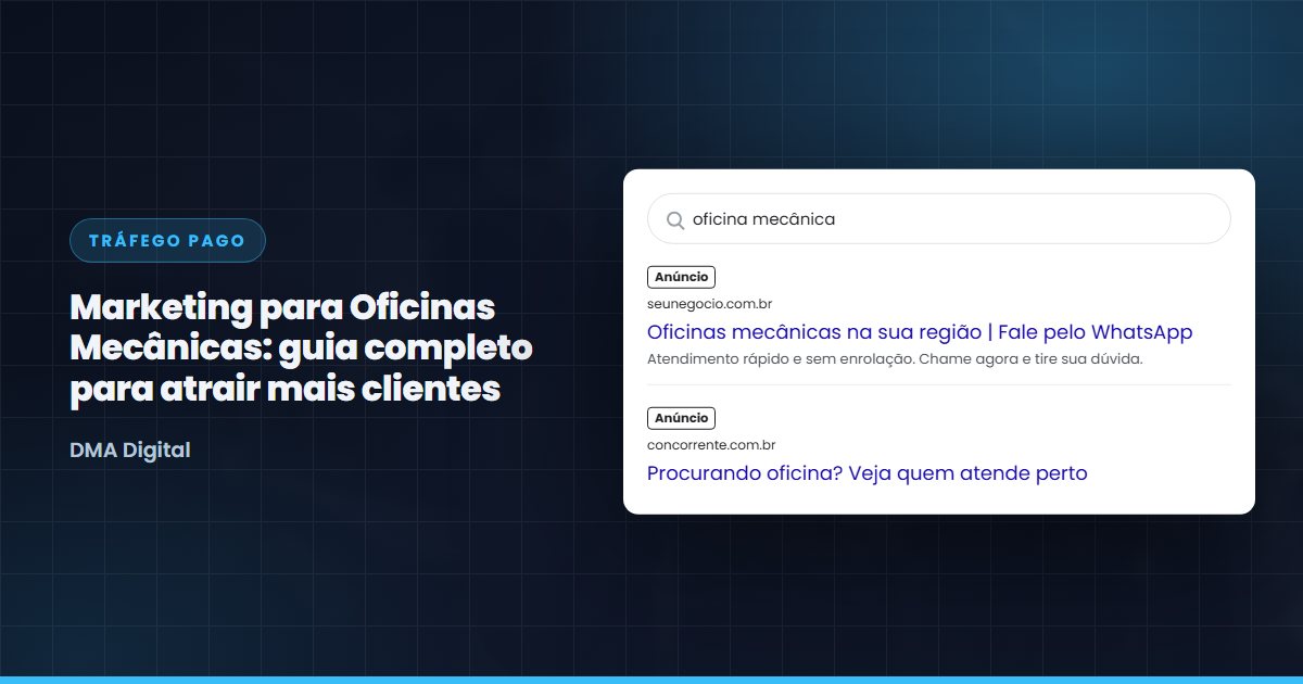 Busca do Google com anúncios de oficinas mecânicas